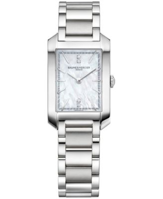 Baume & Mercier - Women's Swiss Hampton Diamond Accent Stainless Steel Bracelet Watch 35x22mm