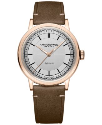 Raymond Weil - Men's Swiss Automatic Millesime Brown Leather Strap Watch 40mm