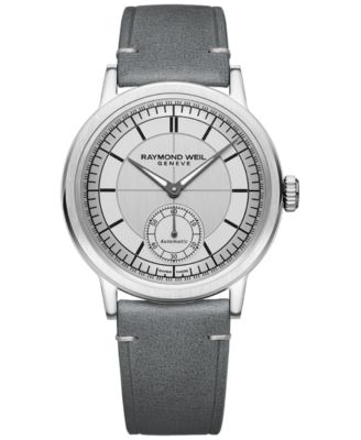 Raymond Weil - Men's Swiss Automatic Millesime Gray Leather Strap Watch 40mm
