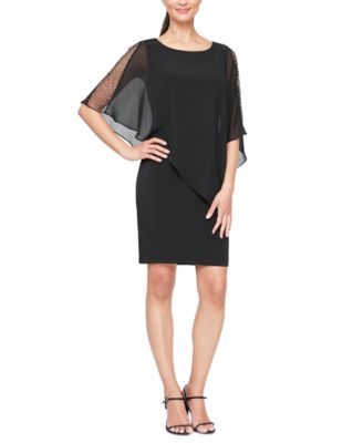 SL Fashions - Women's Chiffon-Cape-Sleeve Sheath Dress