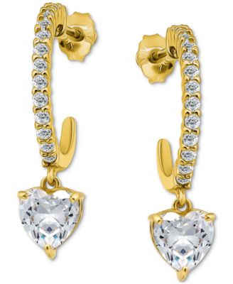 Giani Bernini - Cubic Zirconia Heart Hoop Earrings (3-1/20 ct. t.w.) in 18k Gold over Sterling Silver