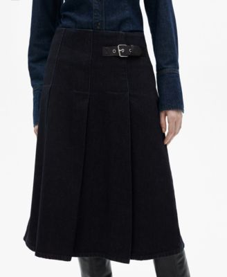 MANGO - Women's Rinse-Wash Midi-Skirt