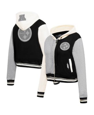 Pro Standard - Women's Gray Pittsburgh Steelers Reverse French Terry Color Block Full-Zip Hoodie