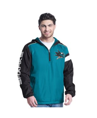 G-III Sports by Carl Banks - Men's Teal/Black San Jose Sharks Lateral Half-Zip Hoodie Jacket