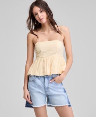 And Now This - Women's Cotton Embroidered Strapless Top