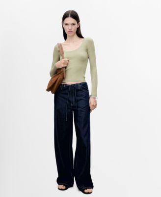 MANGO - Women's Knitted Ribbed Sweater