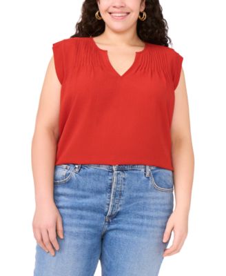 Vince Camuto - Plus Size Pleated-Front V-Neck Sleeveless Blouse