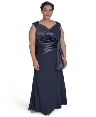 Eliza J - Plus Size Mixed-Media Scuba Crepe Sleeveless Gown
