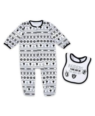 WEAR by Erin Andrews - Baby Boys and Girls Las Vegas Raiders Allover Print Full-Zip Sleeper with Bib Set