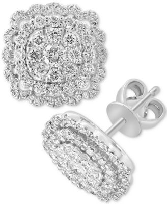 EFFY Collection - Diamond Cluster Stud Earrings (1-1/20 ct. t.w.) in 14k White Gold