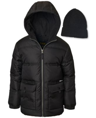 Ixtreme - Big Boys Fleece-Lined Full-Zip Hooded Puffer Jacket with Ribbed-Knit Beanie
