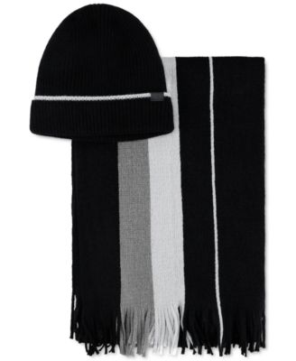 Kenneth Cole Reaction - Men's Stripe Beanie & Scarf Set