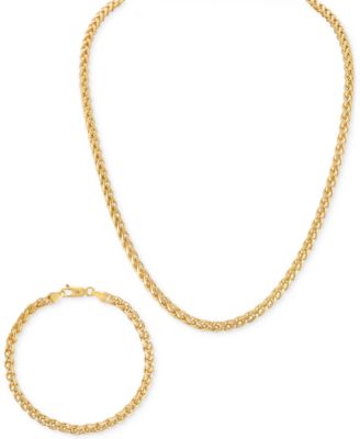 Esquire Men's Jewelry - 2-Pc. Set Wheat Link Chain Necklace & Matching Bracelet