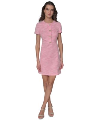 KARL LAGERFELD PARIS - Women's Tweed Crewneck Short-Sleeve Sheath Dress