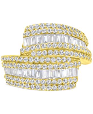 Macy's - Cubic Zirconia Curving Multi Row Ring in 14k Gold Over Sterling Silver