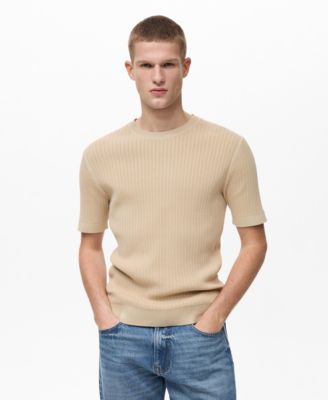MANGO - Men's Braided Cotton Knitted T-Shirt