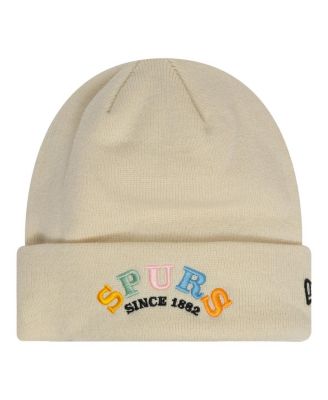 New Era - Men's Tan Tottenham Hotspur Rainbow Wordmark Cuffed Knit Hat