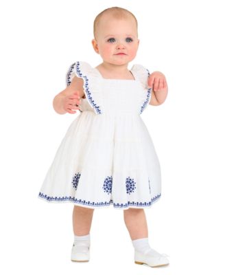 Rare Editions - Baby Girls Embroidered Smocked-Bodice Dress