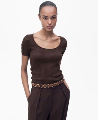 MANGO - Women's Linen-Blend Knitted Sweater