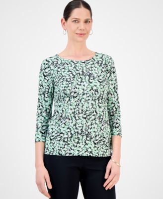 JM Collection - Petite Printed Jacquard Top, Exclusively at Macy's