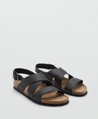 MANGO - Men's Crossed Leather Buckle Sandals