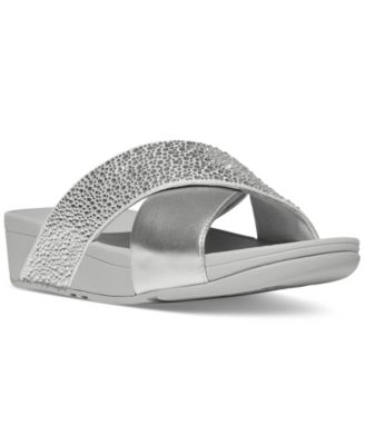 FitFlop - Women's Lulu Embellished Metallic Crisscross Slide Sandals