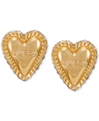 GUESS - Gold-Tone Stud Heart Earrings
