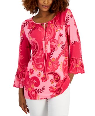 JM Collection - Women's Glamorous Garden Embellished Tunic