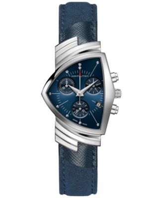 Hamilton - Women's Swiss Chronograph Ventura Blue Textile Strap Watch 32x50mm