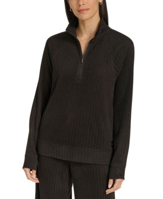 Calvin Klein - Women's Brushed Rib Quarter-Zip Pullover Top
