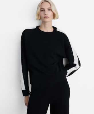 MANGO - Women's Contrasting Stripe Knitted Sweater
