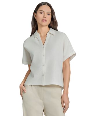 Jones New York - Women's Linen-Blend Drop-Shoulder Shirt