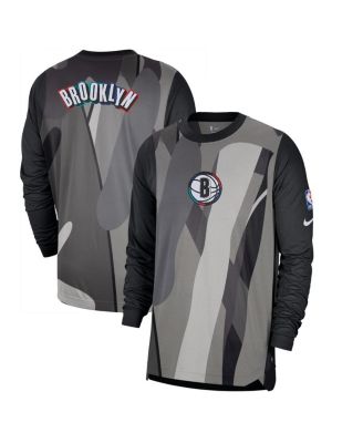 Nike - Men's Black Brooklyn Nets 2024/25 City Edition Authentic Pregame Performance Long Sleeve Shooting T-shirt