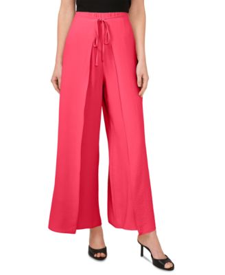 CeCe - Women's Overlap Tie-Front Wide-Leg Soft Pants
