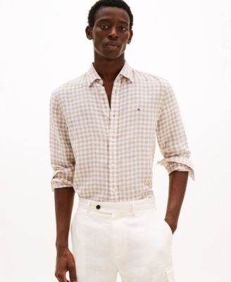 Tommy Hilfiger - Men's Slim-Fit Gingham Linen Shirt