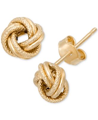 Macy's - Polished & Textured Love Knot Stud Earrings in 10k Gold