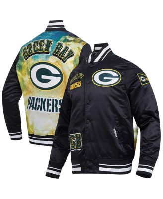 Pro Standard - Men's Black Green Bay Packers Sublimated Satin Full-Snap Jacket