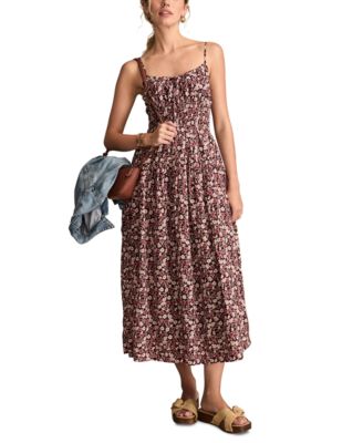 Lucky Brand - Women's Printed Smocked Midi Dress