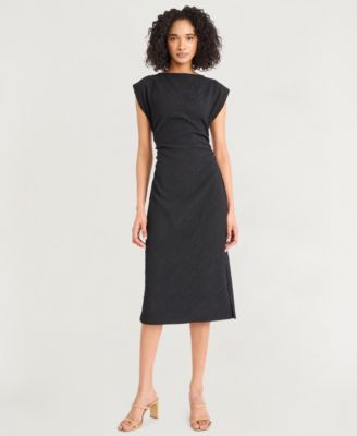 Luxely - Women's Textured Ruched Midi Dress