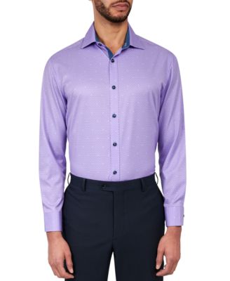 Society of Threads - Men's Regular-Fit Dot-Print Performance Dress Shirt