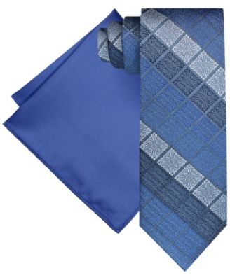 Steve Harvey - Men's Ornate Block Tie & Solid Pocket Square Set