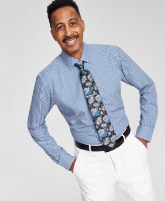 Tayion Collection - Men's Slim-Fit Check Dress Shirt