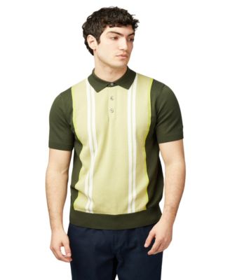 Ben Sherman - Men's Regular-Fit Sweater-Knit Stripe Polo Shirt