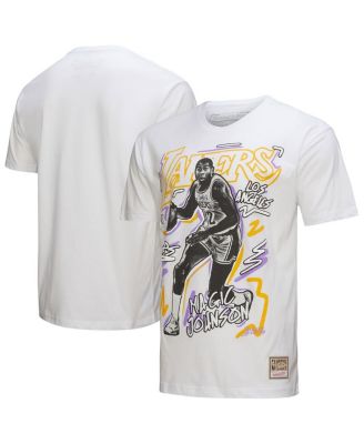 Mitchell & Ness - Men's Magic Johnson White Los Angeles Lakers Hardwood Classics Chalked Up T-Shirt