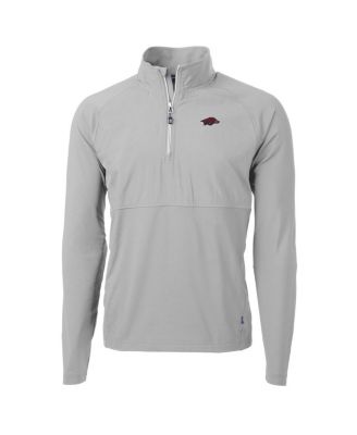 Cutter & Buck - Men's Silver Arkansas Razorbacks Adapt Eco Knit Hybrid Quarter-Zip Pullover Top