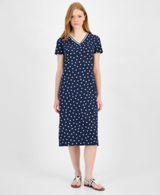 Tommy Hilfiger - Women's Island Dot V-Neck Midi Dress