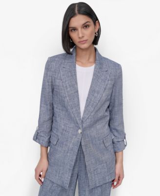 DKNY - Women's Linen Blend One-Button Blazer