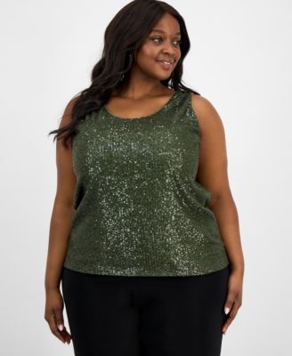 Anne Klein - Plus Size Sequinned Sleeveless Top