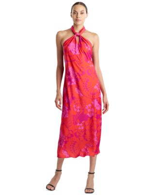 Natori - Women's Printed Twisted Halter-Neck Maxi Dress