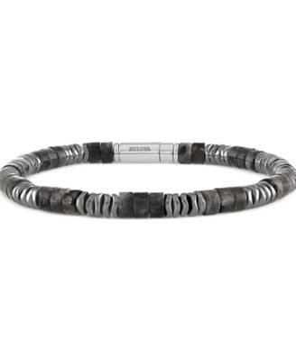Bulova - Men's Marine Star Beaded Bracelet in Sterling Silver